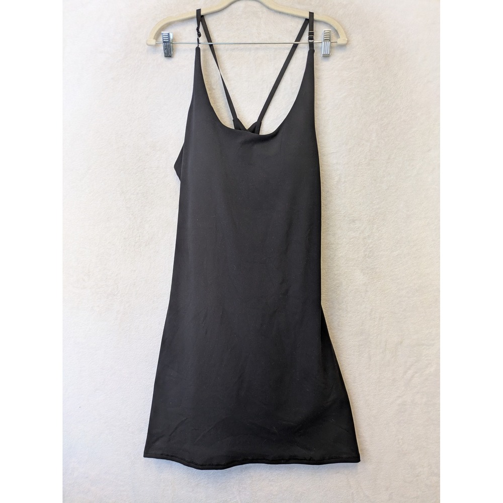 NEW Nicole Miller Sport Exercise Dress Women's L Black Built-in Shorts Pockets